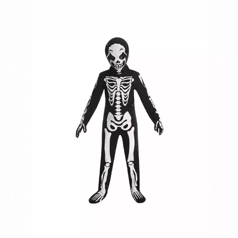 Costume d'halloween, combinaison squelette blanc, Costume de fête pour jeu de rôle Cosplay, vêtements effrayants en os fantôme, tenue complète du corps, robe fantaisie