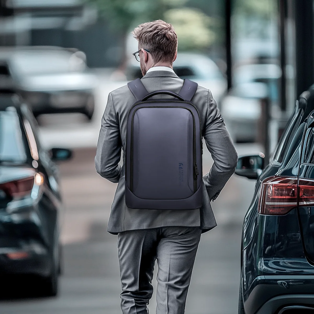 حقيبة ظهر للكمبيوتر المحمول للرجال من HcanKcan مقاس 15.6 بوصة حقيبة ظهر بسيطة للأعمال مع شحن USB حقائب مدرسية متعددة الجيوب للسفر #2