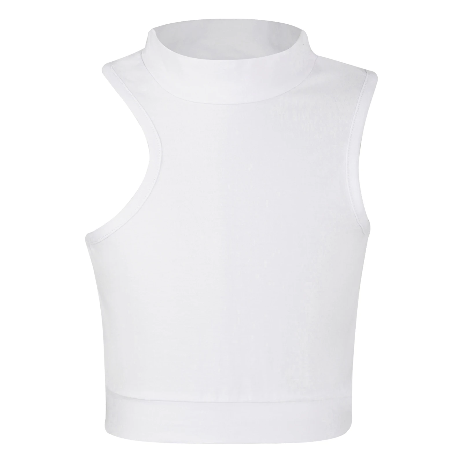 Unregelmäßige Ernte Top Mädchen hohe Taille hängen Hals unregelmäßigen Tank Top ärmellose Crop Top Workout Übung Laufen Sport Weste Top