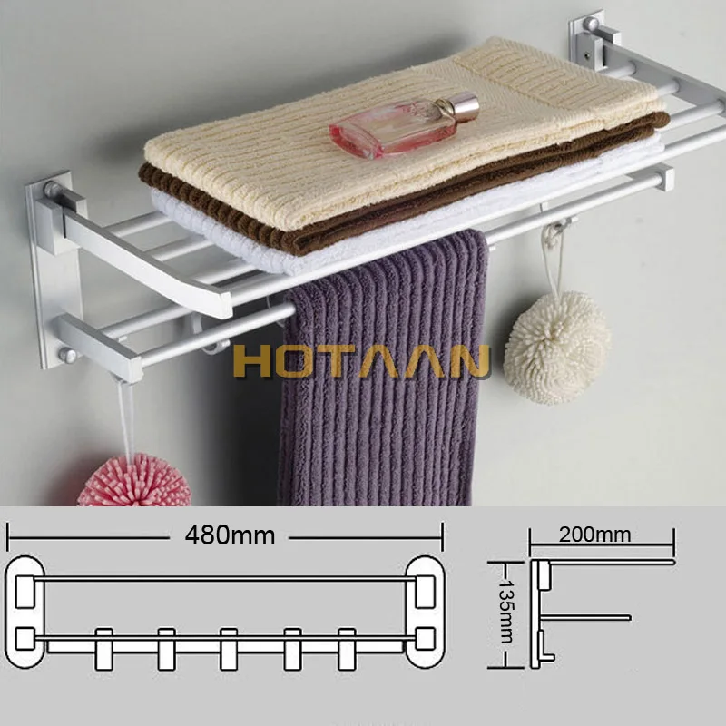 Bathroom towel holder, Foldable  towel rack, oxidation aluminium  towel rack with hooks YT-4003