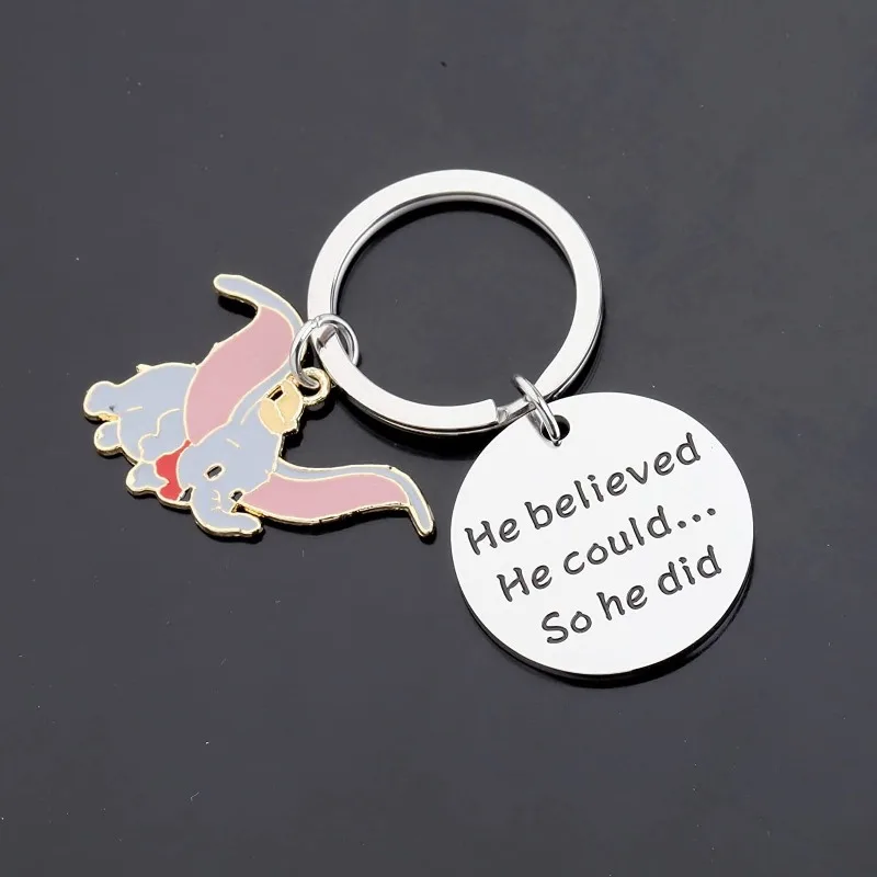 Disney Dumbo Keychains Cute Cartoon Doll Mini Elephant Key Ring Women Lovely Bag Key Chain Key Accessories