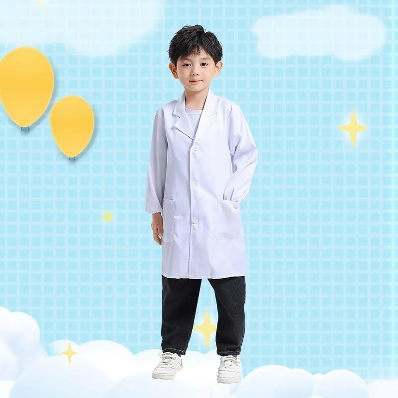Kids Doctor Costume Nurse Outfit Children Science Lab Coat Role Play White Coat view 2
