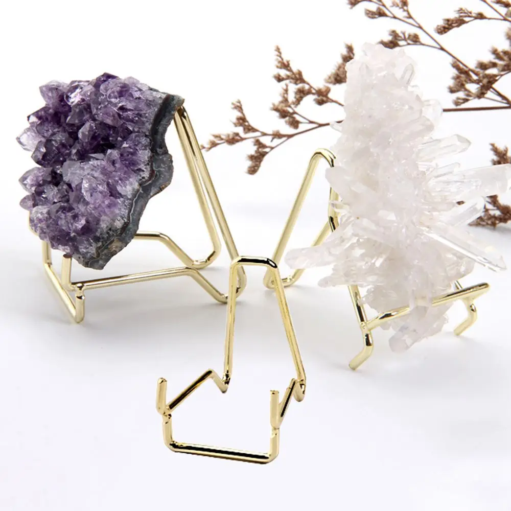 Modern Style Antique Alloy Crystals Agate Display Stand Holder Base Rack Photography Props Tabletop Home Office Decoration