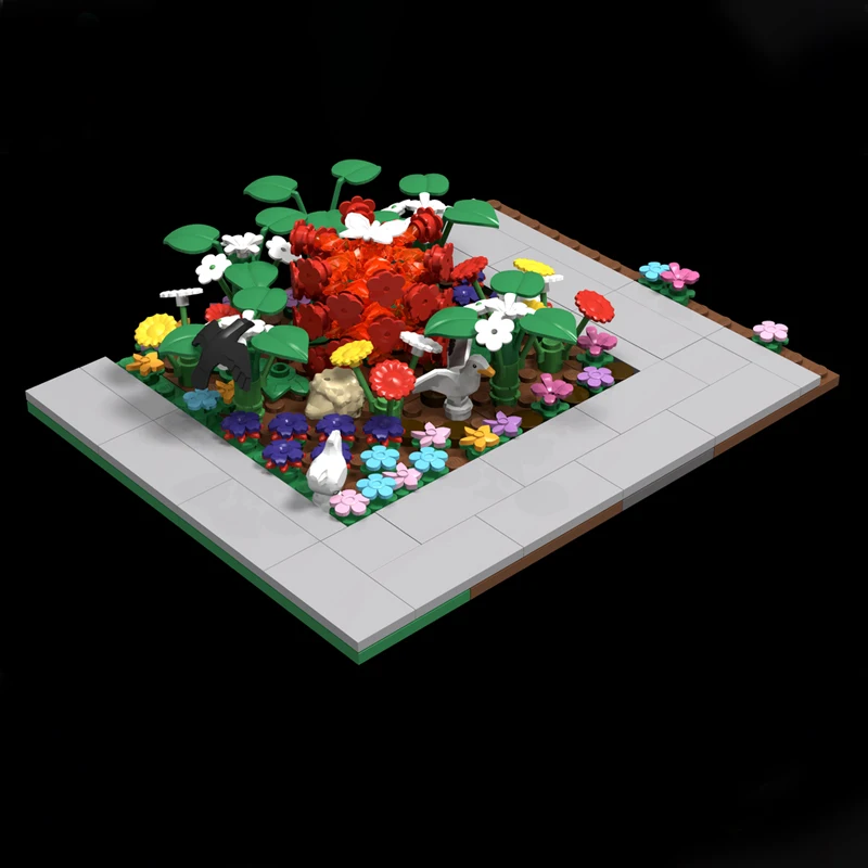 

251 шт. MOC, большая диорама, цветочный сад, строительные блоки, рождественский подарок, благоприятный для семьи, сделай сам, предназначенный для творческой игры