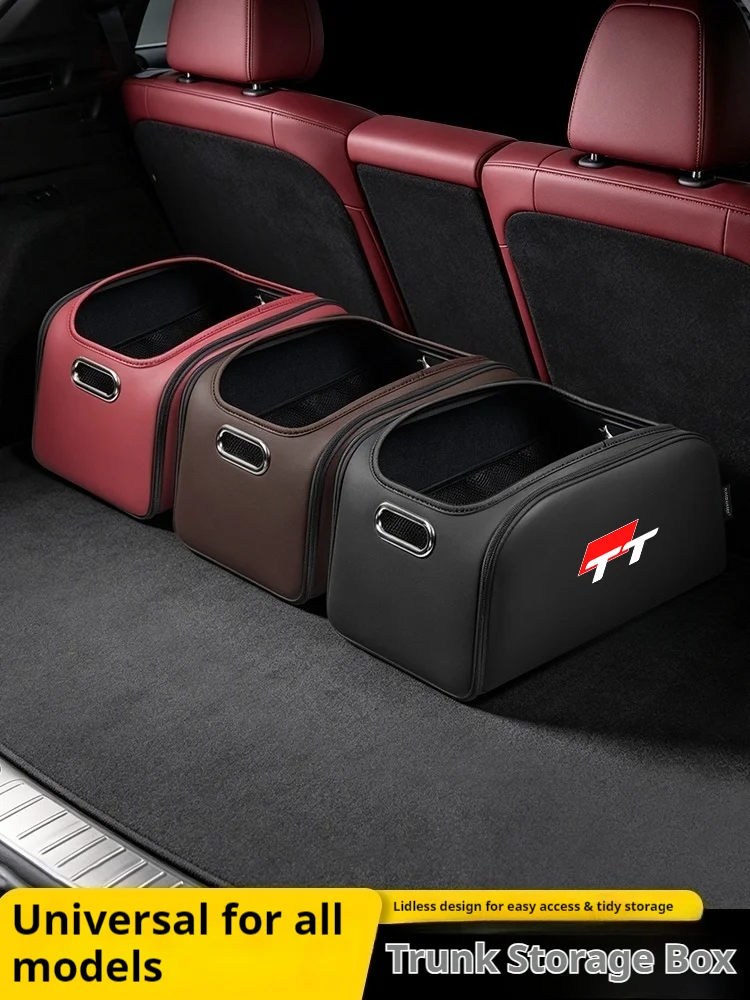 Car Trunk Organizer Box Storage Bag with Built-in Pocket Leather Material Waterproof Anti For Audi TT Auto Interior Accessories