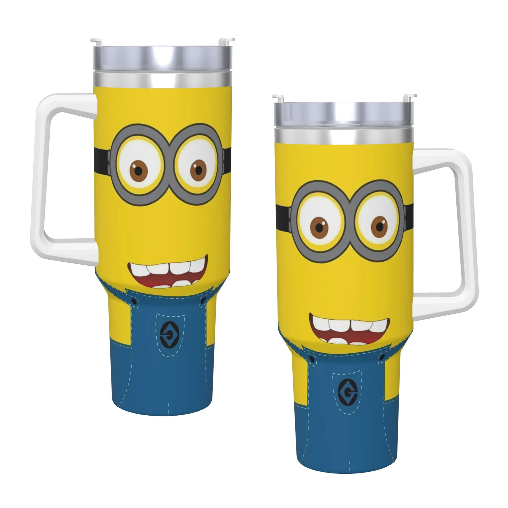 Cartoon M-Minions Face Print Tumbler  Cold and Hot Water Bottle Portable Stainless Steel Coffee Mug Design Camping Mugs Cup