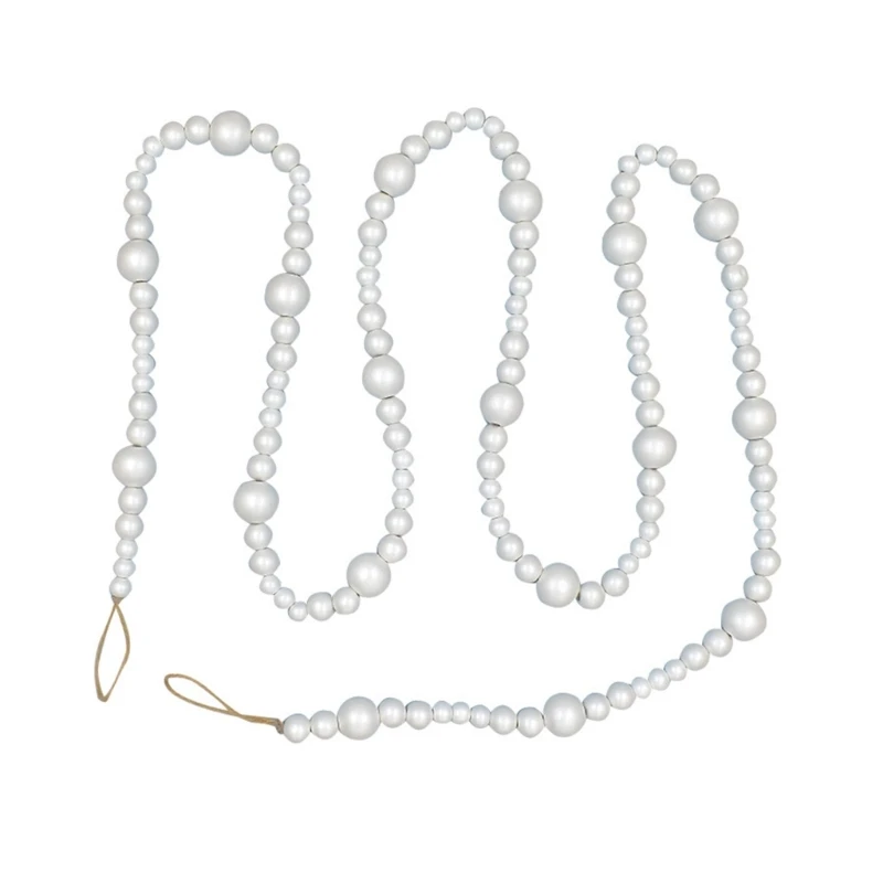 Christmas Bead Chain Pearls Colored Beads Chain, 86Inch with Strong Rope for Crafting Home Embellishments