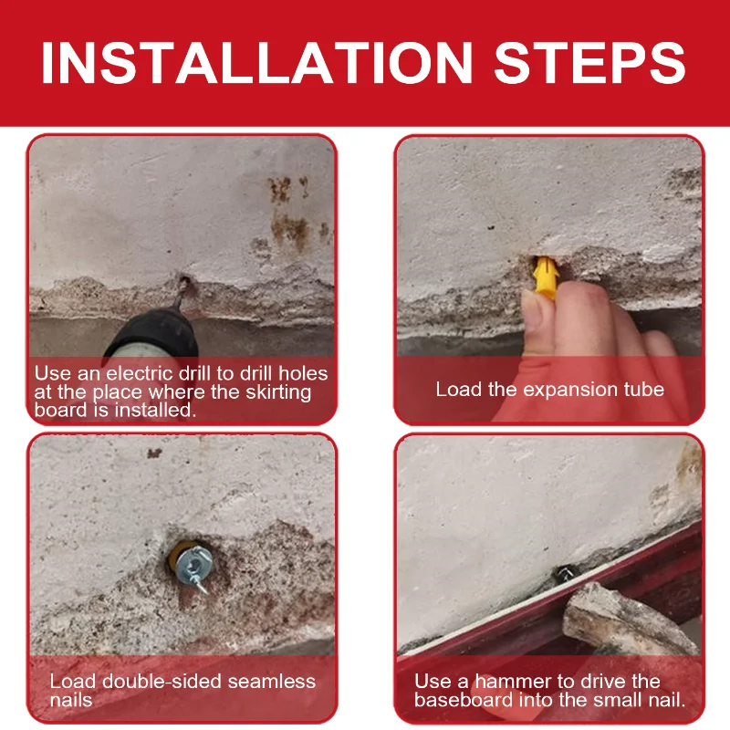 50PCS Solid Wood Baseboard Seamless Nails Double-headed Self-tapping Screws Foot Line Special Nails Invisible Security Screws