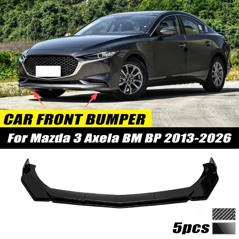 For Mazda 3 Axela BM BP 2013-2026 Front Bumper Lip Front Guard Spoiler High-quality ABS Material Body Kit Front Lip Accessory