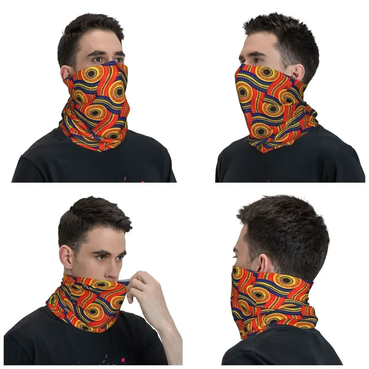 Serpent African Ankara Print Bandana Neck Gaiter for Ski Camping Men Women Wrap Scarf Tribal Ethnic Art Headband Warmer