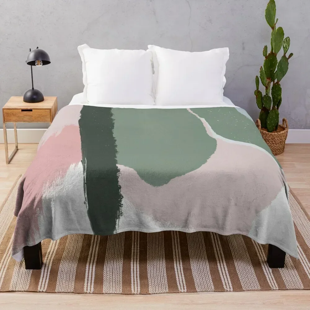 

Abstract Art Paint Brush Strokes in Blush Pink & Sage Green Throw Blanket Giant Sofa for sofa Weighted Camping Blankets