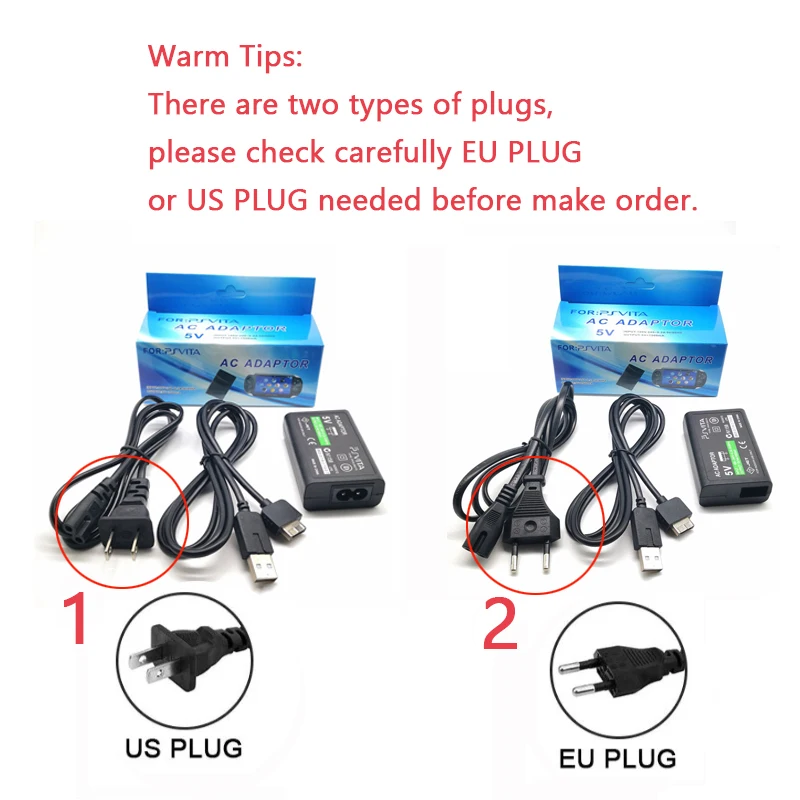 NEW EU US Plug Home Charger Power Supply 5V AC Adapter USB Charging Cable Cord For Playstation  PS Vita 1000 Console Game - view 2