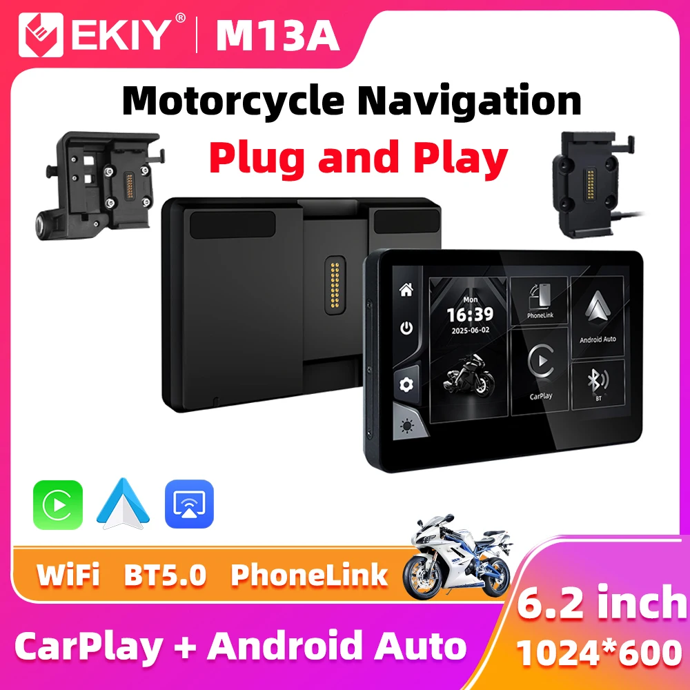 

EKIY 6.2“ For BMW R1200GS R1250GS R1300GS F800 F850 F900 S1000XR Wireless CarPlay Moto Android Auto GPS Motorcycle Navigation