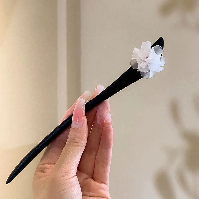 2022 New Flower Hair Sticks Girls Chinese Hanfu Hair Accessories Vintage Sandalwood Hairpins Antique Hair Fork Chopstick Jewelry