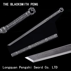 coahuilite Sandwich Steel scabbard Hereditable Tang sword/Hand-carved fittings in sterling silver Fishskin real Chinese sword