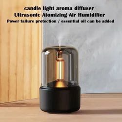 Candlelight Aroma Diffuser Portable 120ml Electric USB Air Humidifier Essential Oil Cool Mist Maker Fogger with LED Night Light