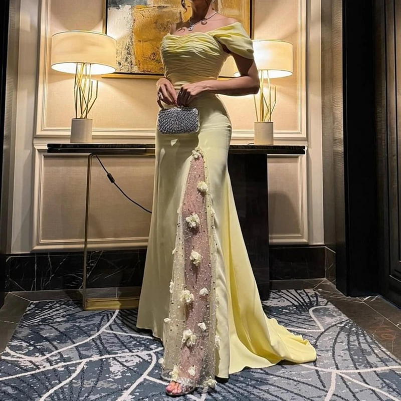 女性のための花柄のレースのイブニングドレス,足首の長さ,裸の肩,エレガントなウエディングドレス,シンプル,エレガント,パーティー,特別な機会