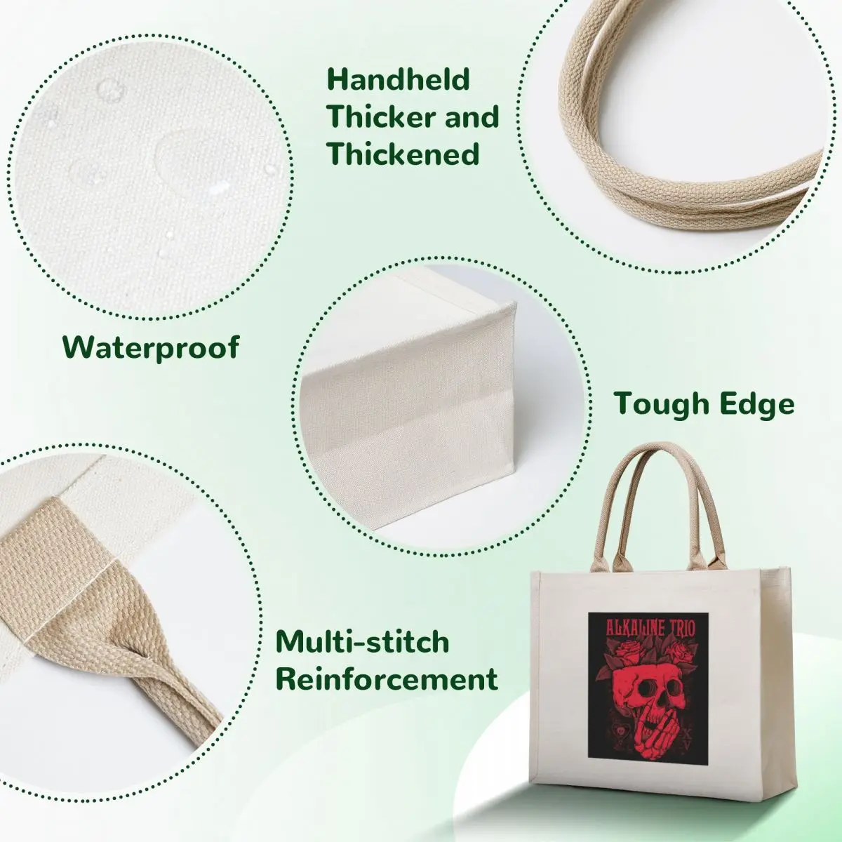 Alkaline Trio Tote Bag foldable reusable bag Shopping bags shopping bag