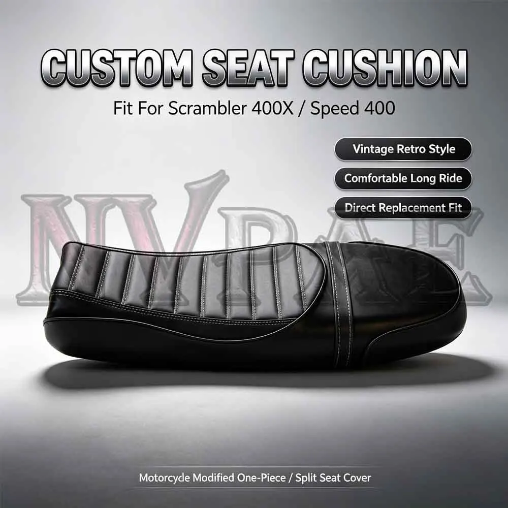 For Scrambler 400X Speed 400 Cushion Modified One Piece Split Dual Rider Seat Pad Vintage Stitching Comfort Replacement Saddle