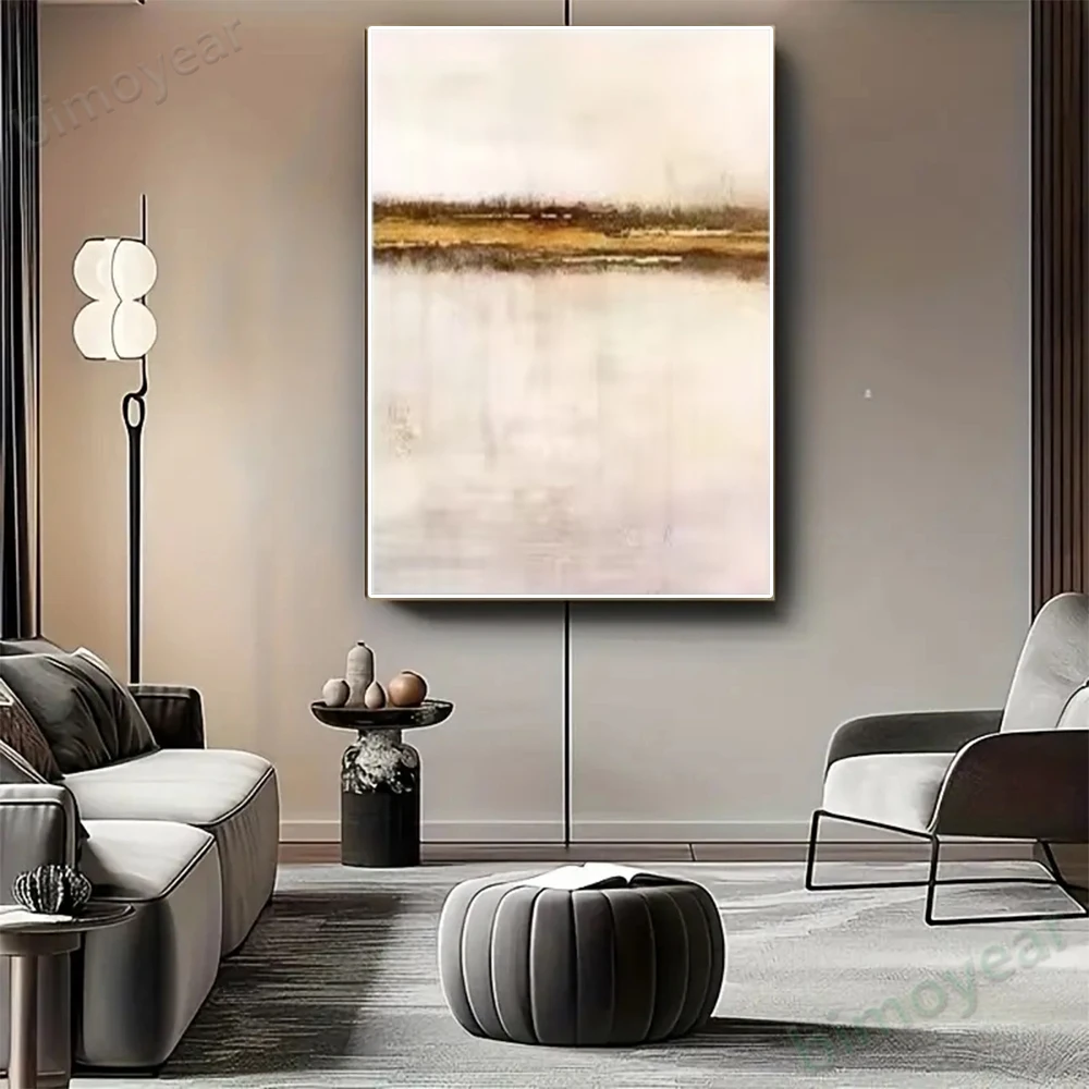 

100% hand drawn white gold foil abstract oil painting original wall painting home living room decoration paint interior aestheti