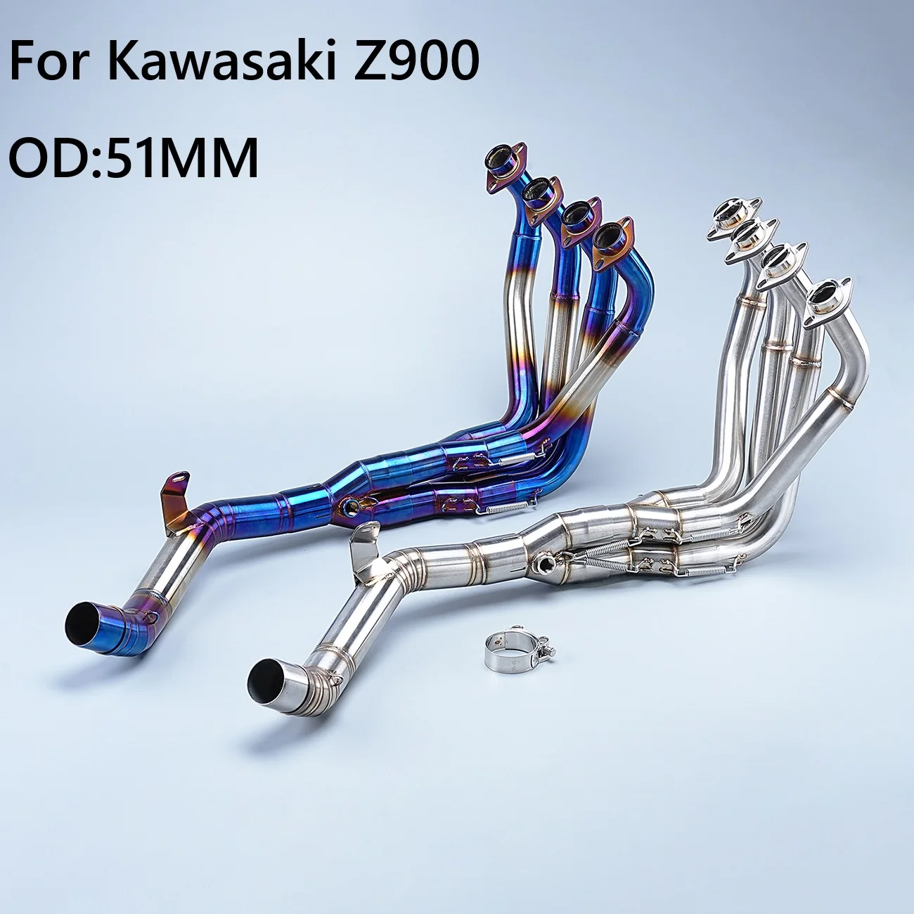 Motorrad-Auspuffanlage, rostfreies vorderes Verbindungsrohr, Slip-On, optionale 51 mm Original-Schnittstelle für Kawasaki Z900 2017–2022