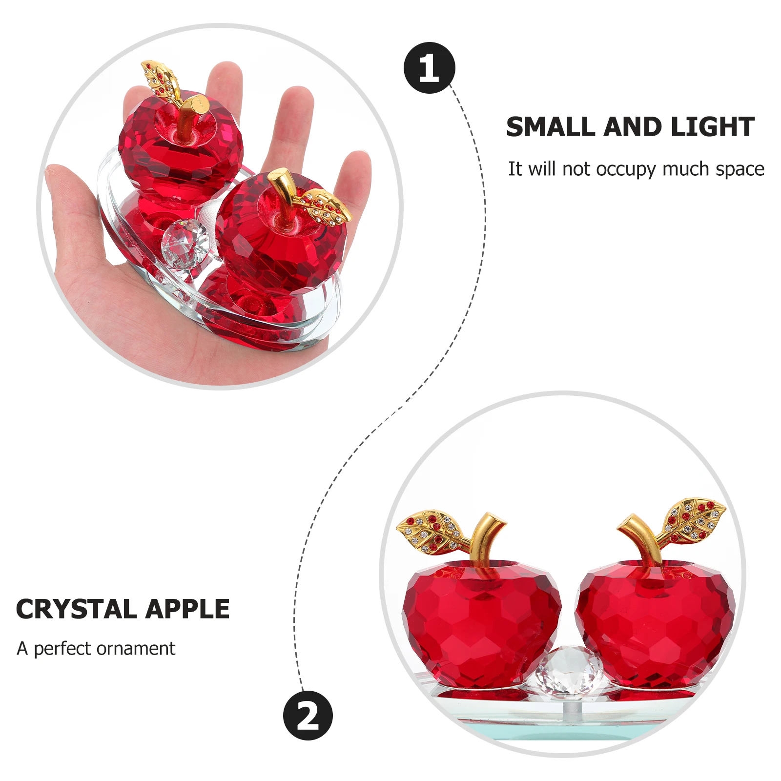 

Crystal Apple Ornament Faceted Fruit Decor For Car Home Office Desktop Christmas Gift Miniature Souvenir Lightweight Craft Home