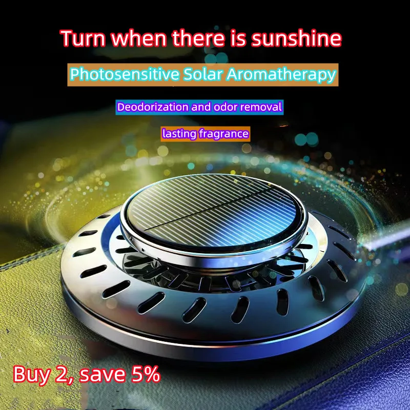 Solar Zinc Alloy UFO Car Aromatherapy Essential oil set Car Perfume Interior Decoration Decoration Air Purifiers Car Fresh Air