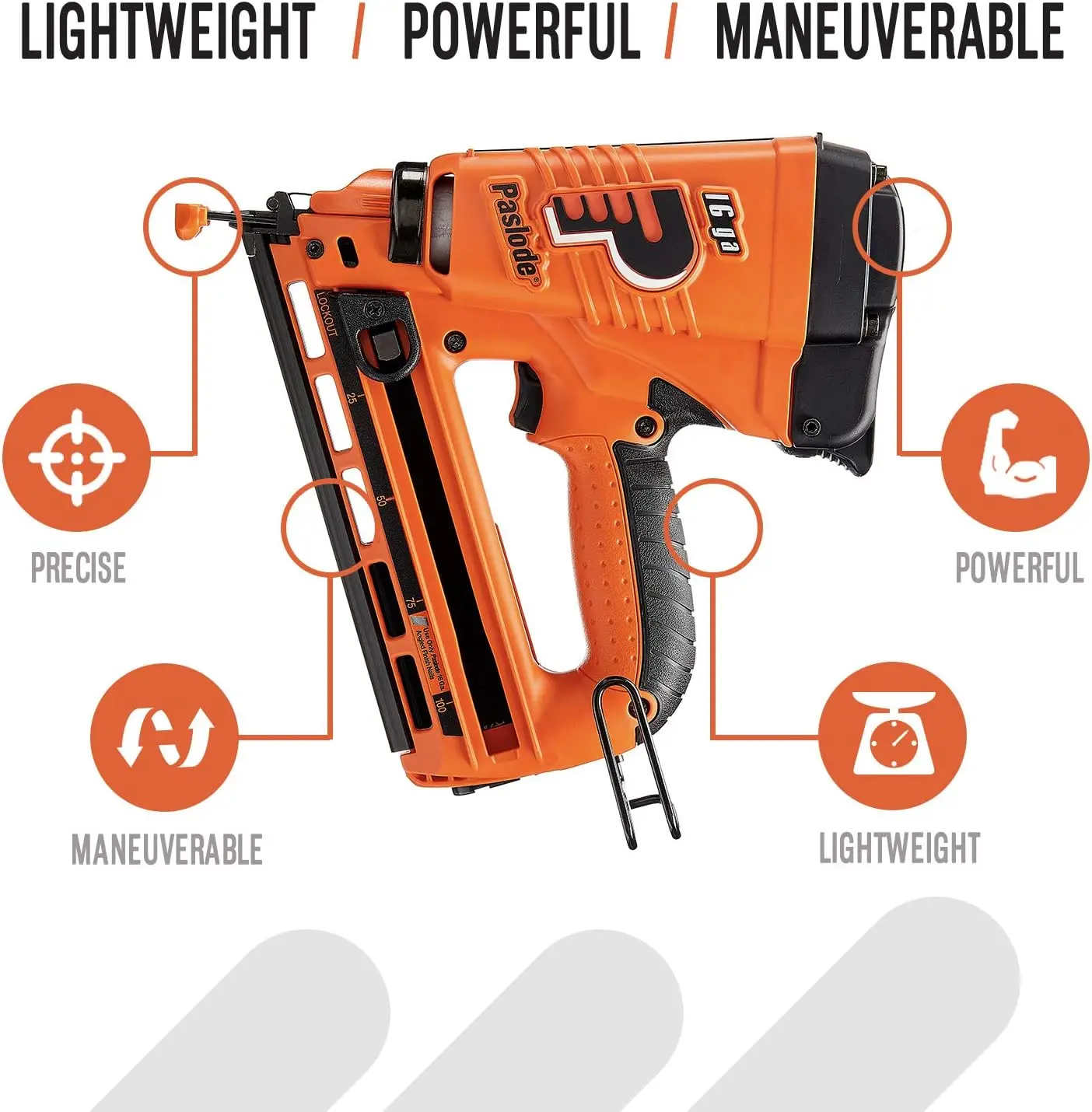 Cordless Finish Nailer 16 Gauge Angled Battery and Fuel Cell Powered No Compressor Needed for Added Comfort and Control