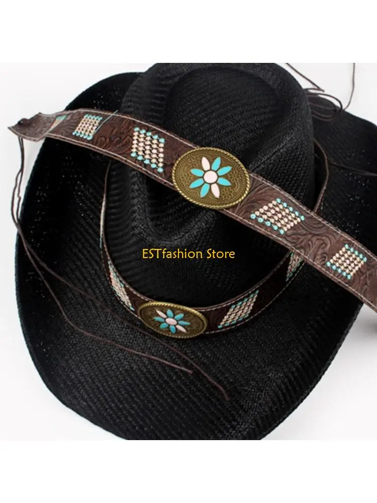 Y5GC Decorative Embroidered Hat Band for Customizing Cowboy and Fedoras Hats Band