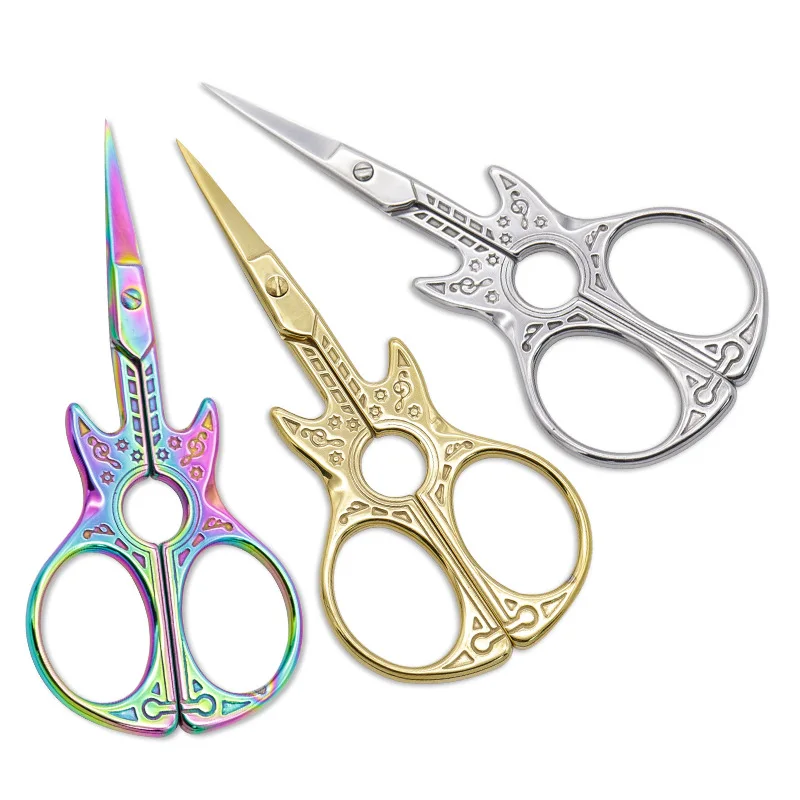 1PC Stainless Steel Vintage Scissors Guitar Pattern Tailor Scissors Hand Sewing Tools Household Scissors