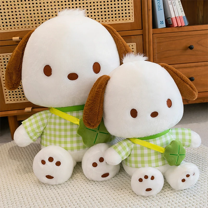 

Cute Pachy Dog Plush Toy with Backpack and Clover Lovely Stuffed Puppy for Kids Birthday Christmas Gift for Girls