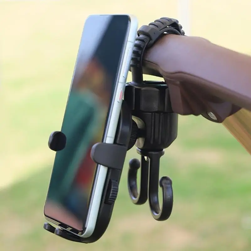 Universal 360 درجة متداولة عربات الأطفال حامل الهاتف وخطاف مزدوج 2 في 1 تصميم لاستخدام سهل ومريح p31b
