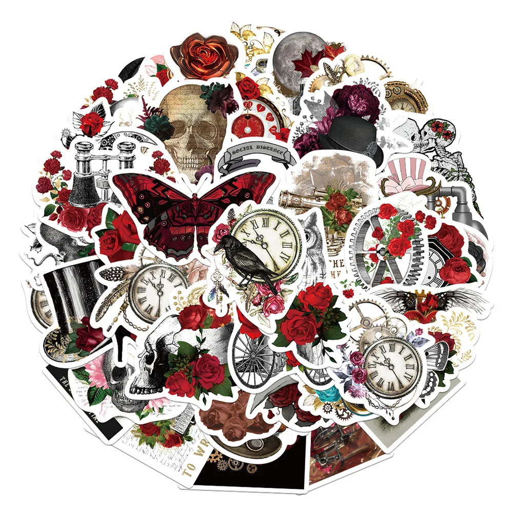 

50PCS Retro Rose INS Style Stickers DIY Creative Decoration Mobile Phone Case Notebook Water Cup Waterproof Toys Gifts Sticker