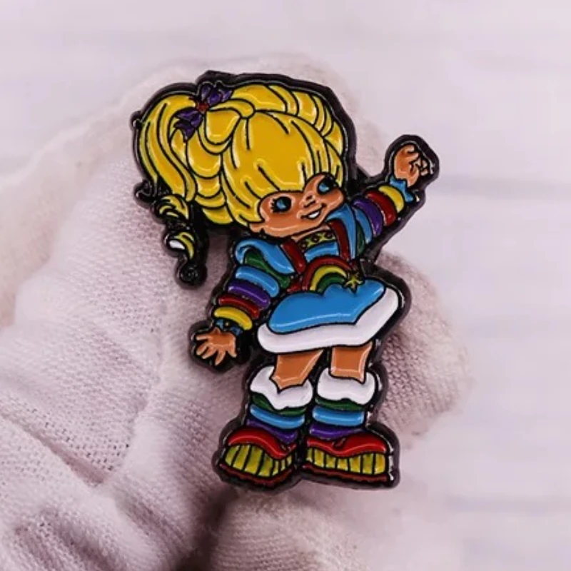 80er Jahre Cartoons Regenbogen Britisches Mädchen Emaille Pin Rucksack Pins Abzeichen Brosche Schmuck Geschenke