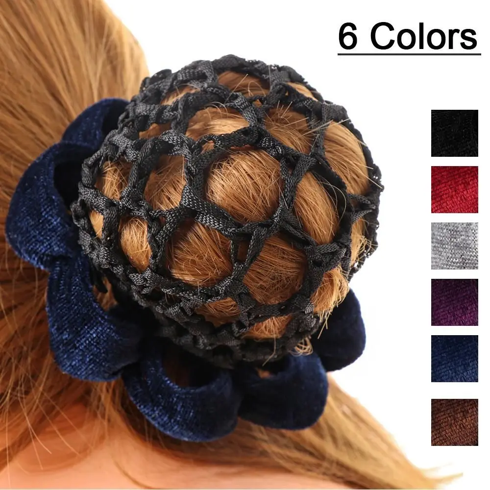 Crochet Snood Lace Velet Hair Ballet Dance Skating Snood Elastic Hair Net Bun Hair Styling Tool