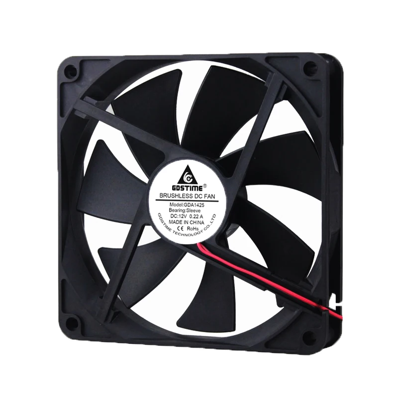 Gdstime 12V 2Pin 14025 PC Computer Brushless Case Fan 140x140x25mm CPU Cabinet Cooler 14cm 140mm Ventilation Machine Cooling Fan