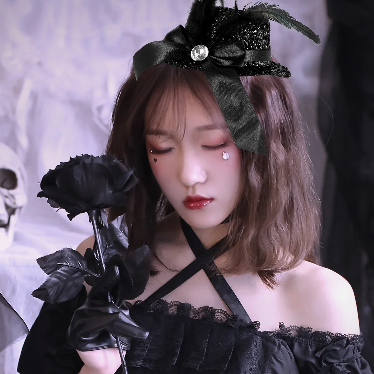 

2 Pcs Hat Barrettes Black Hair Accessory Chic Design Snap Clips Billycock Hairpin French for Women Fashionable