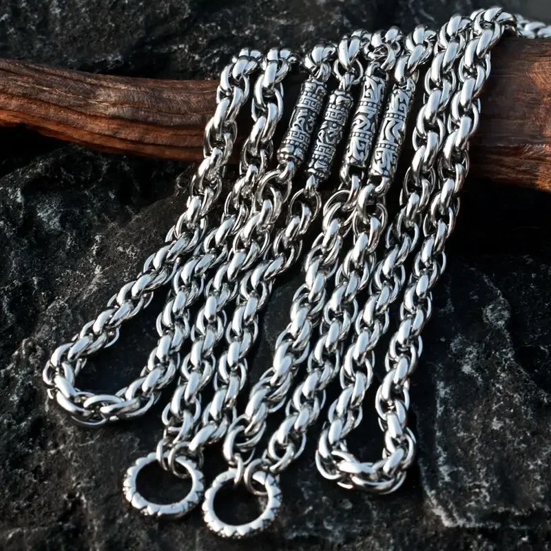 Collana di marca Mantra Buddha a sei caratteri Catena sospesa in acciaio al titanio Strumento per catena di autodifesa portatile retrò per esterni