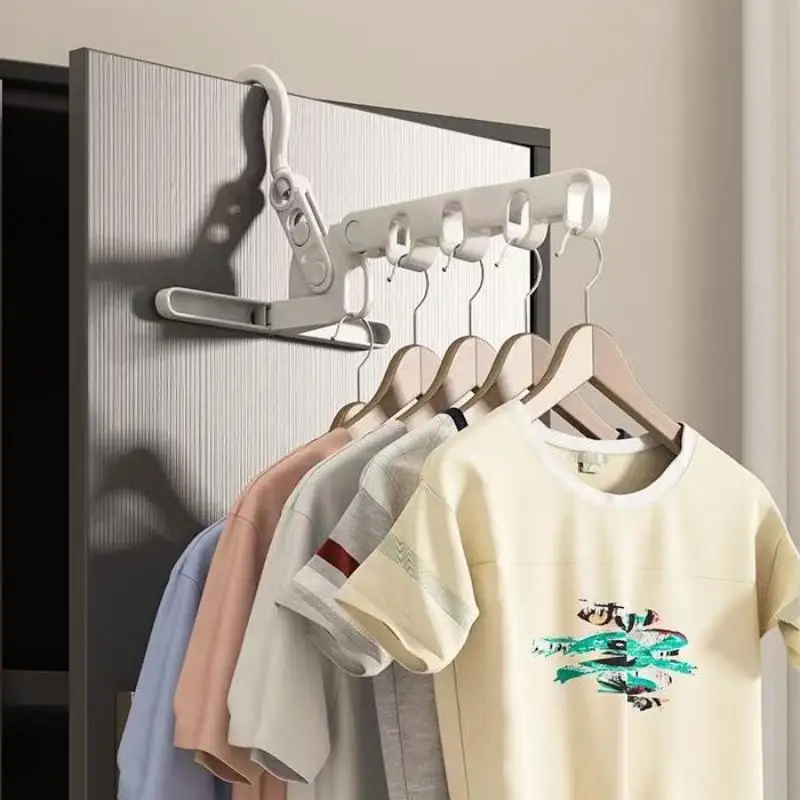 New 2026 New Hotels Foldable Clothes Drying Rack Five-hole Multi-function Clothes Hook Angle Adjustable Clothes Hanger Travel