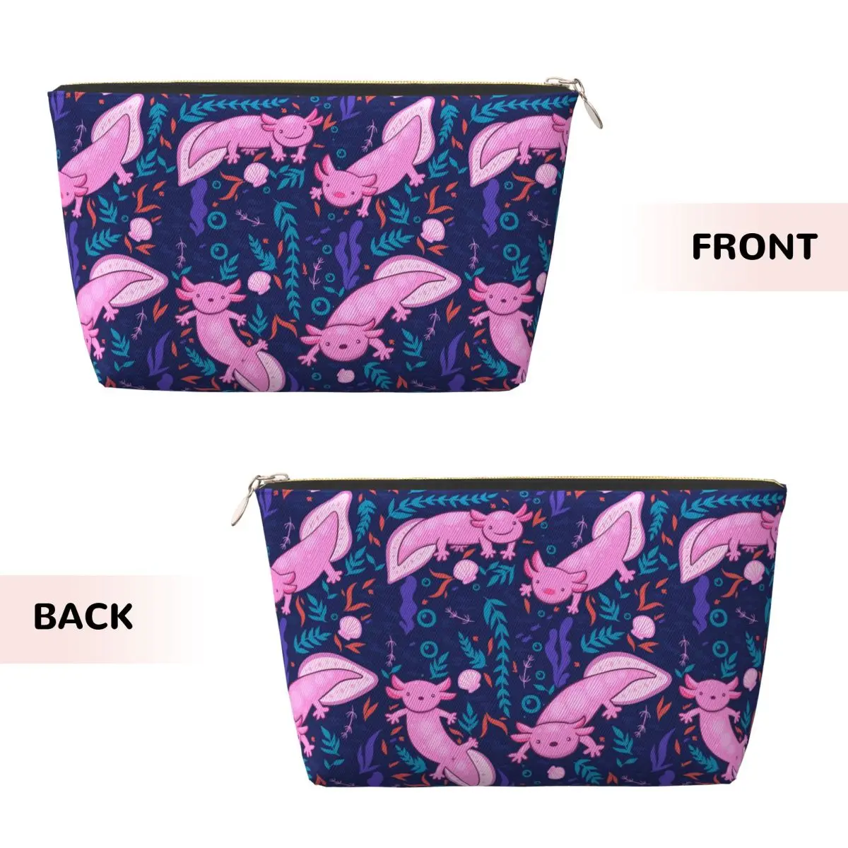 Custom Cute Salamander Animal Axolotls Travel Cosmetic Bag Women Toiletry Makeup Organizer Lady Beauty Storage Dopp Kit