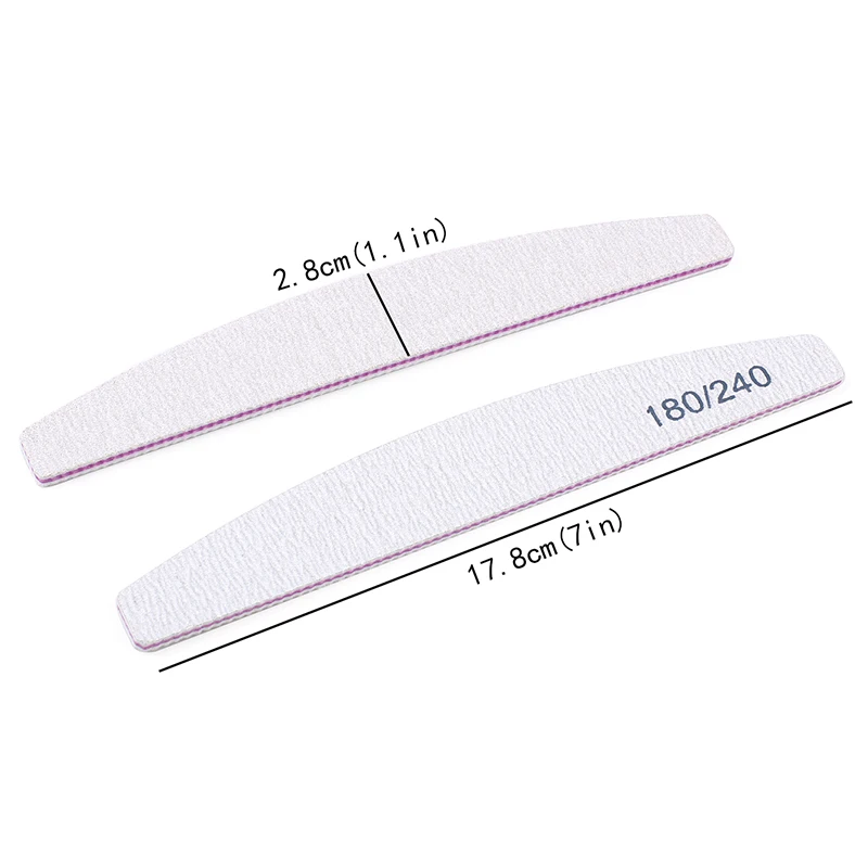 10Pcs Double Sided Nail Files For Manicure  100/180 thick Sandpaper 80/80 Grit Curved Buffer Block Washable Manicure Tools Set