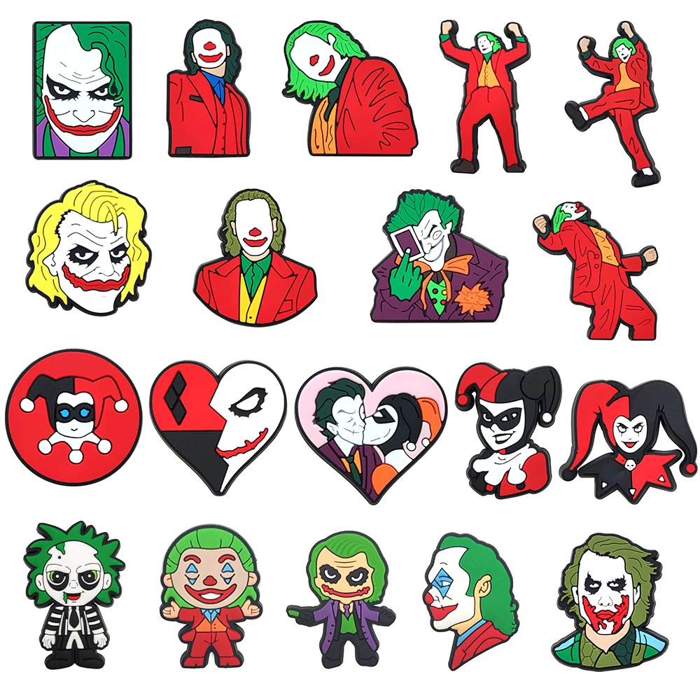 Single Sale 1pcs Gotham Joker series Shoe Charms Accessories Decorations PVC Buckle for Kids Party Xmas Gifts