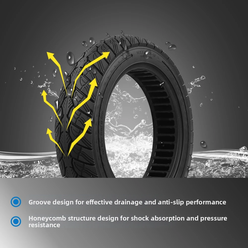 

14x3.0 3.0-10 Tire Non-Pneumatic Tubeless Rubber Wheel With Anti-Slip Grooves For Electric Scooter Bike Outdoor Sports Parts