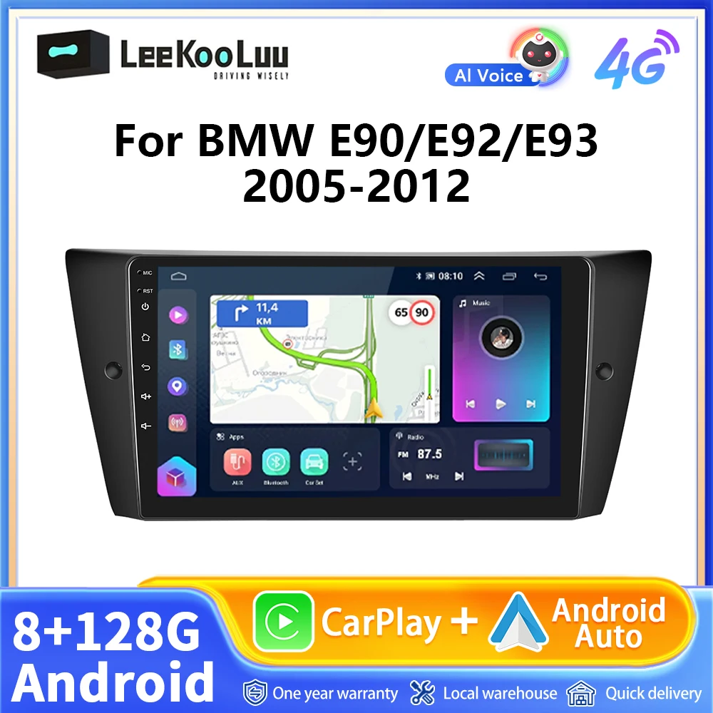 LeeKooLuu Android Auto Radio Wireless Carplay For BMW E90/E92/E93 2005-2012 Android Car Multimedia Player GPS Navigation Stereo