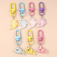 Colorful Resin Fish Whale Keychain Dolphin Key Ring Pendants for Women Girls Handbag Decor DIY Kid's Jewelry Gifts