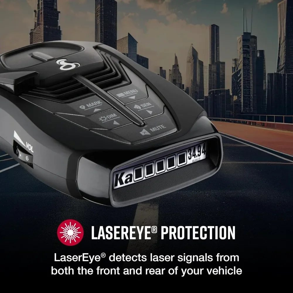 Cobra RAD 480i Laser Radar Detector – Long Range Detection, Bluetooth, Drive Smarter® App, LaserEye Front and Rear Detection