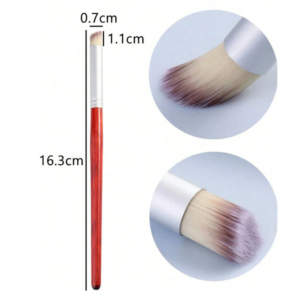 2 uds pincel degradado para uñas cabeza redonda oblicua pincel ombré pintura de Gel UV dibujo manicura pluma herramientas Flash ventilador de uñas de madera roja