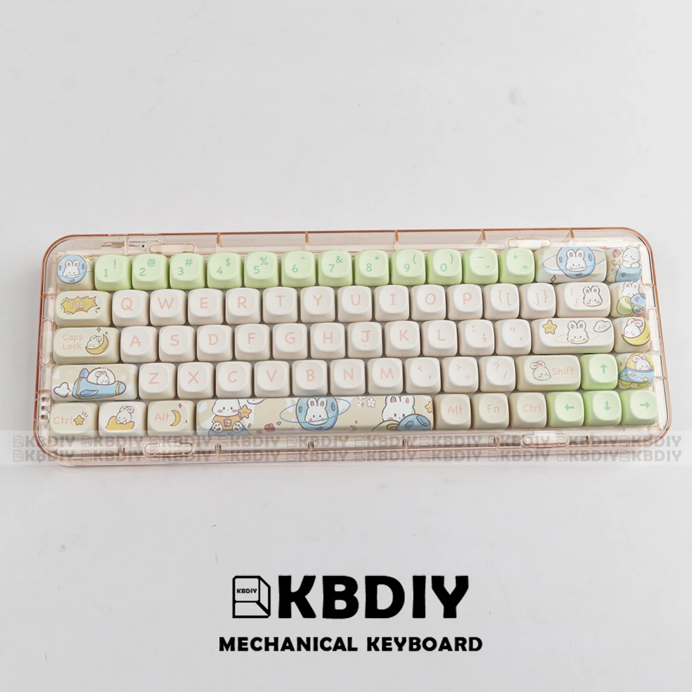 KBDiy MOA Profile PBT Keycap Anime Cute Rabbit Theme 143Key/Set MAC Keycaps Custom for Mechanical Keyboard Gaming Accessories