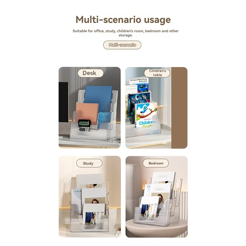 

WORTHOWN-A4 File Display Clear Storage Box Office A4 Single Layer Desktop File Sorter Pocket Booklet And Brochure Holder