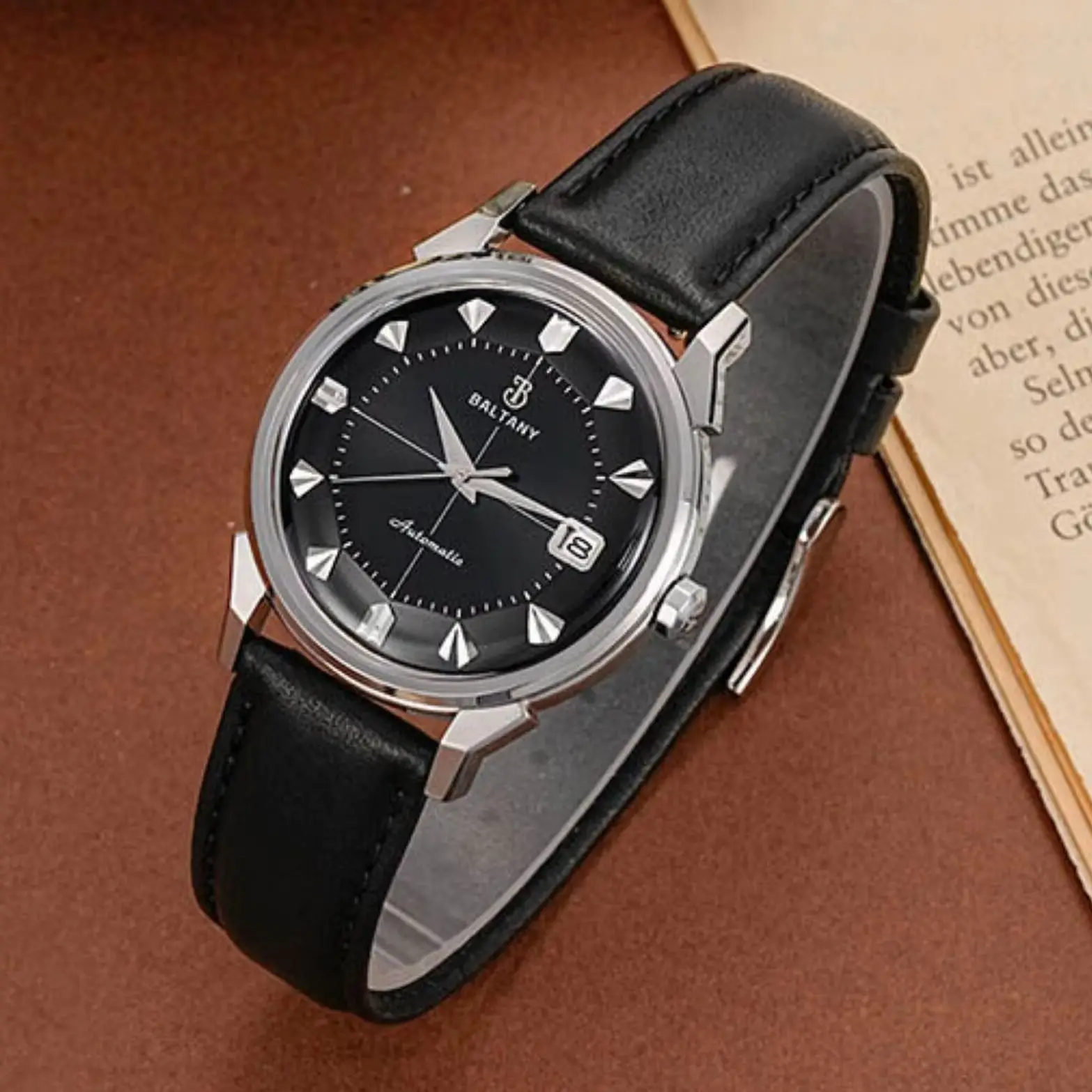 Baltany Men Automatic Watch 36mm Mechanical Wristwatch Sapphire Mirror 50m Waterproof Miyota 9015